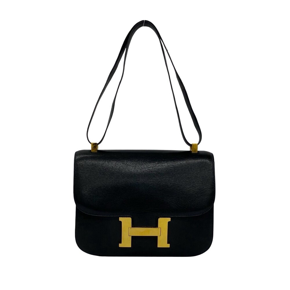 HERMES Vintage Constance 23 Leather 2-way Mini Shoulder Bag/Handbag Navy 07096